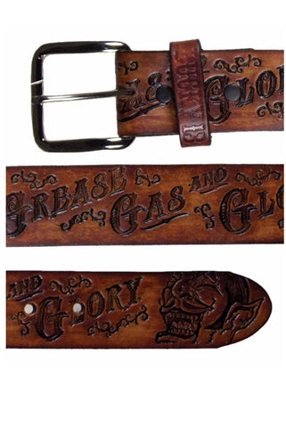 The GREASE GAS & GLORY Belt - ANTIQUED BROWN