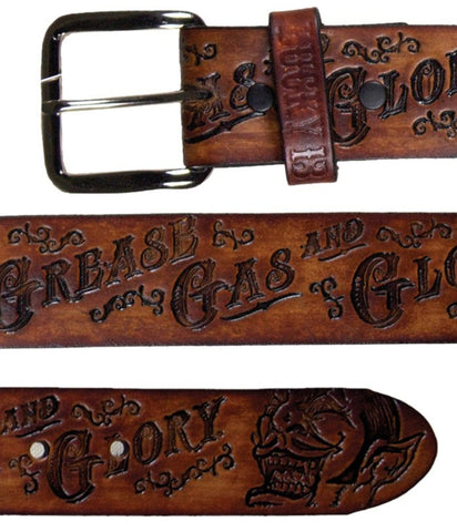 The GREASE GAS & GLORY Belt - ANTIQUED BROWN