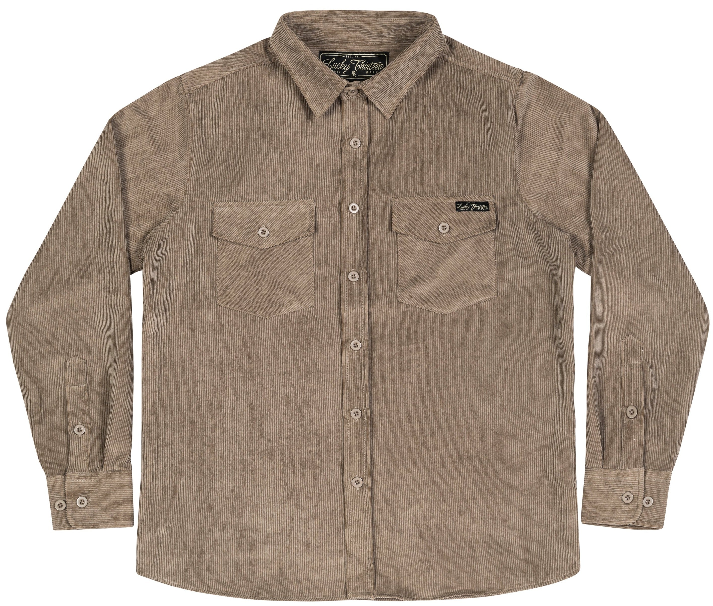 The JUNIOR Sueded Corduroy Button Up Shirt - KHAKI **NEW**