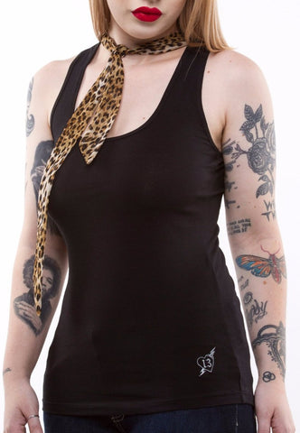 The DAME Leopard Scarf Tank Top - BLACK