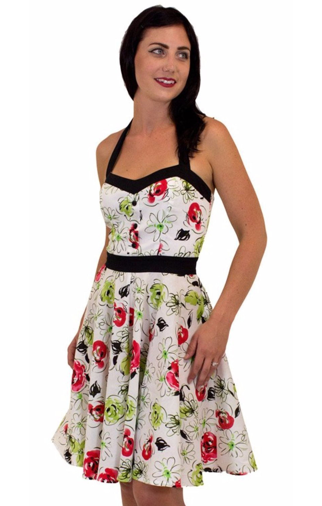 The SUNNY Floral Halter Swing Dress